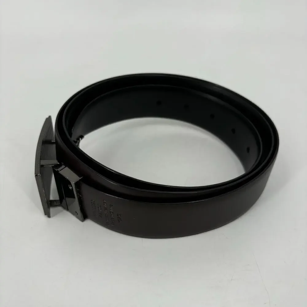 Perry Ellis Bonded Leather Belt Reversible Buckle Black or‎ Brown Men's Size 42